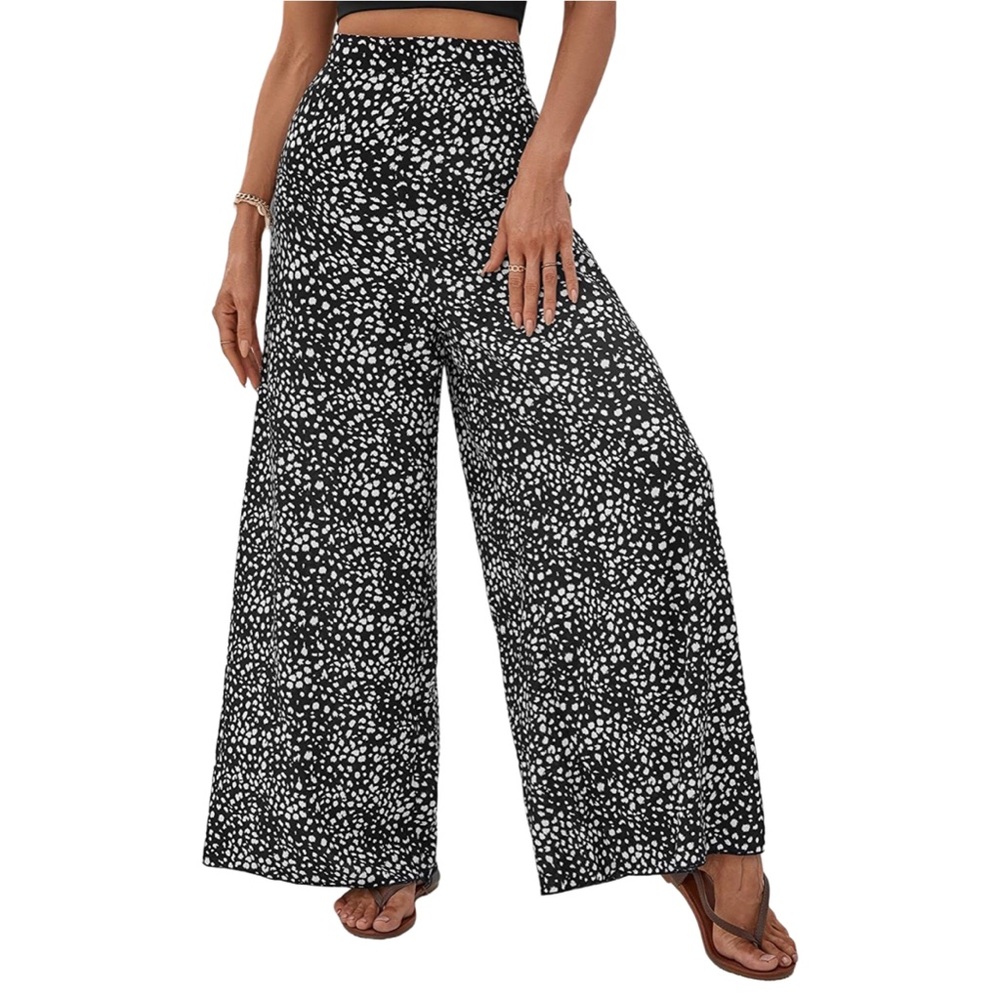 SHEIN Leopard Print High Waist Palazzo Pants